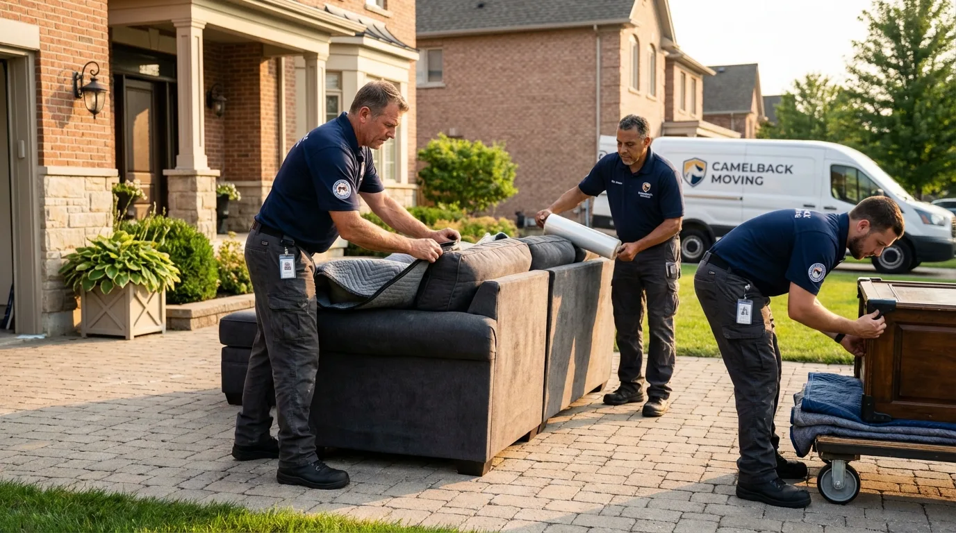 Large estate moving crew wrapping furniture in Wadena, MN
